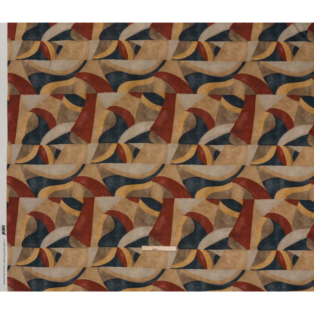 Viscose Crepe - Beige, Red and Blue Abstract Shapes - Mood Exclusive Drifting Intentions Print - Full