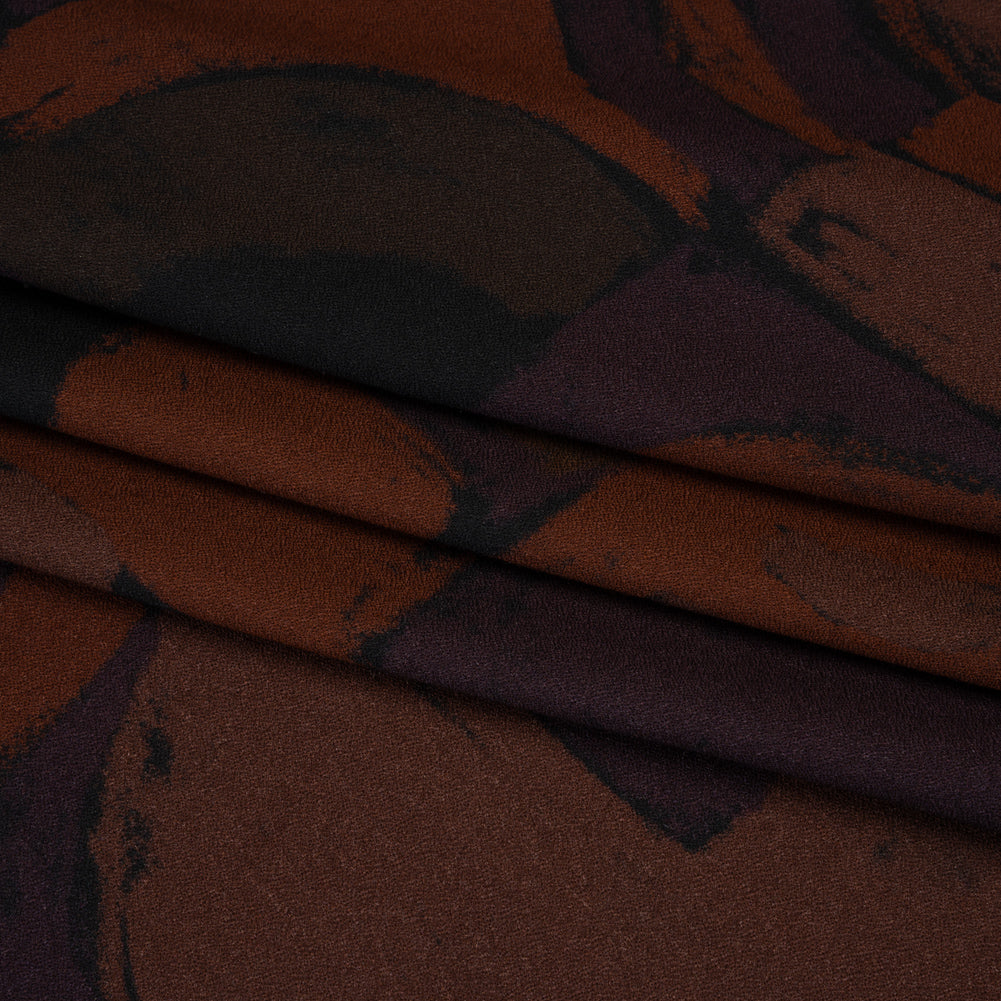 Viscose Crepe - Burgundy, Aubergine and Black Painted Shapes - Mood Exclusive Painted Play Print - Folded