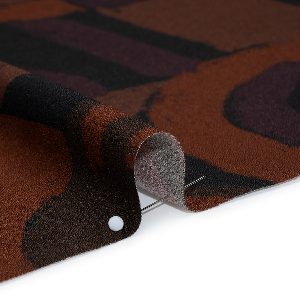 Viscose Crepe - Burgundy, Aubergine and Black Painted Shapes - Mood Exclusive Painted Play Print - Detail