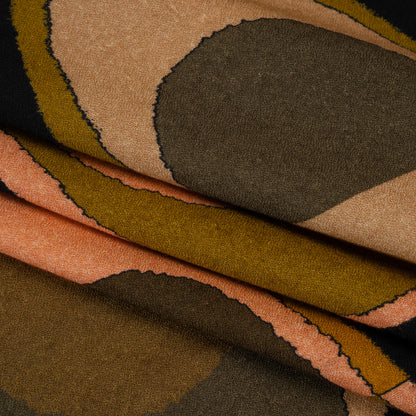 Viscose Crepe - Olive, Peach and Black Lozenges - Mood Exclusive Sweet Suckers Print