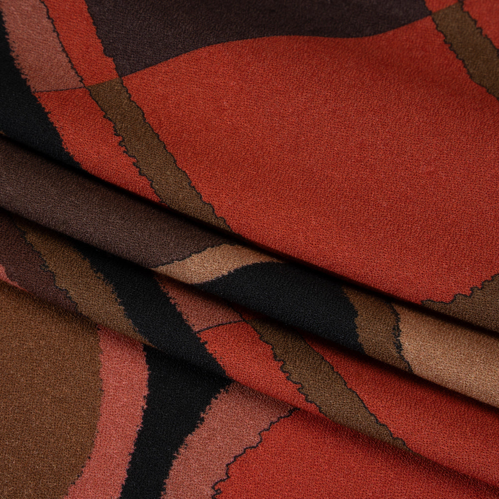 Viscose Crepe - Red, Brown and Dark Rose Lozenges - Mood Exclusive Sweet Suckers Print - Folded