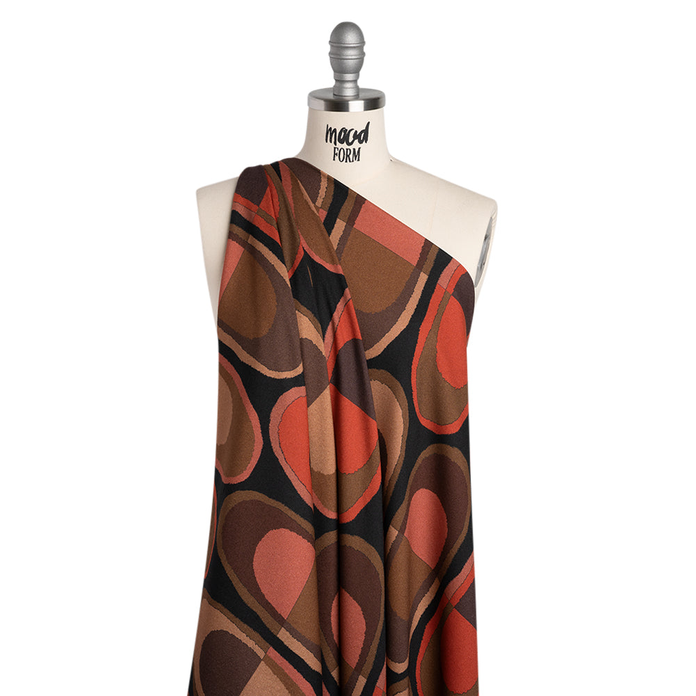 Viscose Crepe - Red, Brown and Dark Rose Lozenges - Mood Exclusive Sweet Suckers Print - Drape