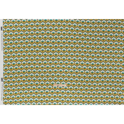 Viscose Crepe - Yellow, Turquoise and Cream Retro Ogees - Mood Exclusive Botanical Breeze Print