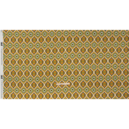 Viscose Crepe - Orange, Lime Green and Dark Blue Eye-Like Ogees - Mood Exclusive Eye Spy Print