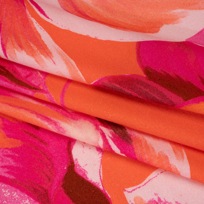 Viscose Crepe - Hot Pink and Orange Painterly Florals - Mood Exclusive August Augury Print