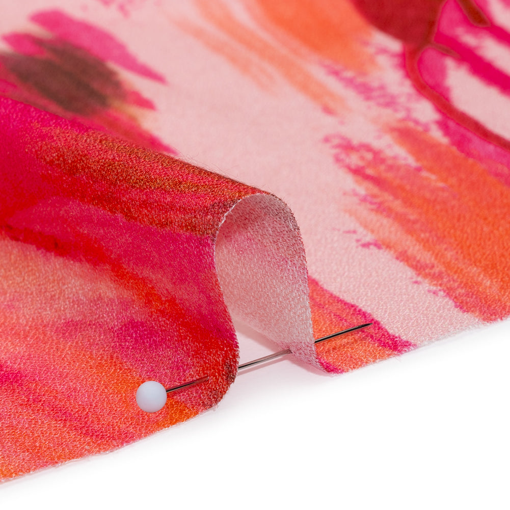 Viscose Crepe - Hot Pink and Orange Painterly Florals - Mood Exclusive August Augury Print