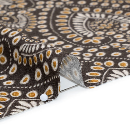 Viscose Crepe - Charcoal, Golden Yellow and White Anthemion Paisley - Mood Exclusive Gilded Garland Print