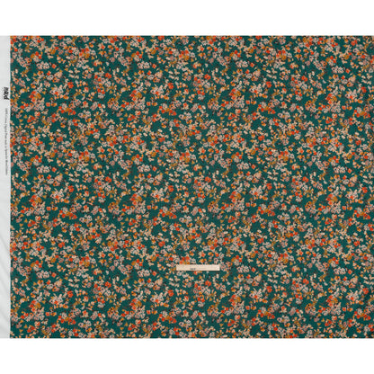 Cotton Crepe - Teal, Red and Golden Yellow Spotty Florals - Mood Exclusive Dancing Drifts Print