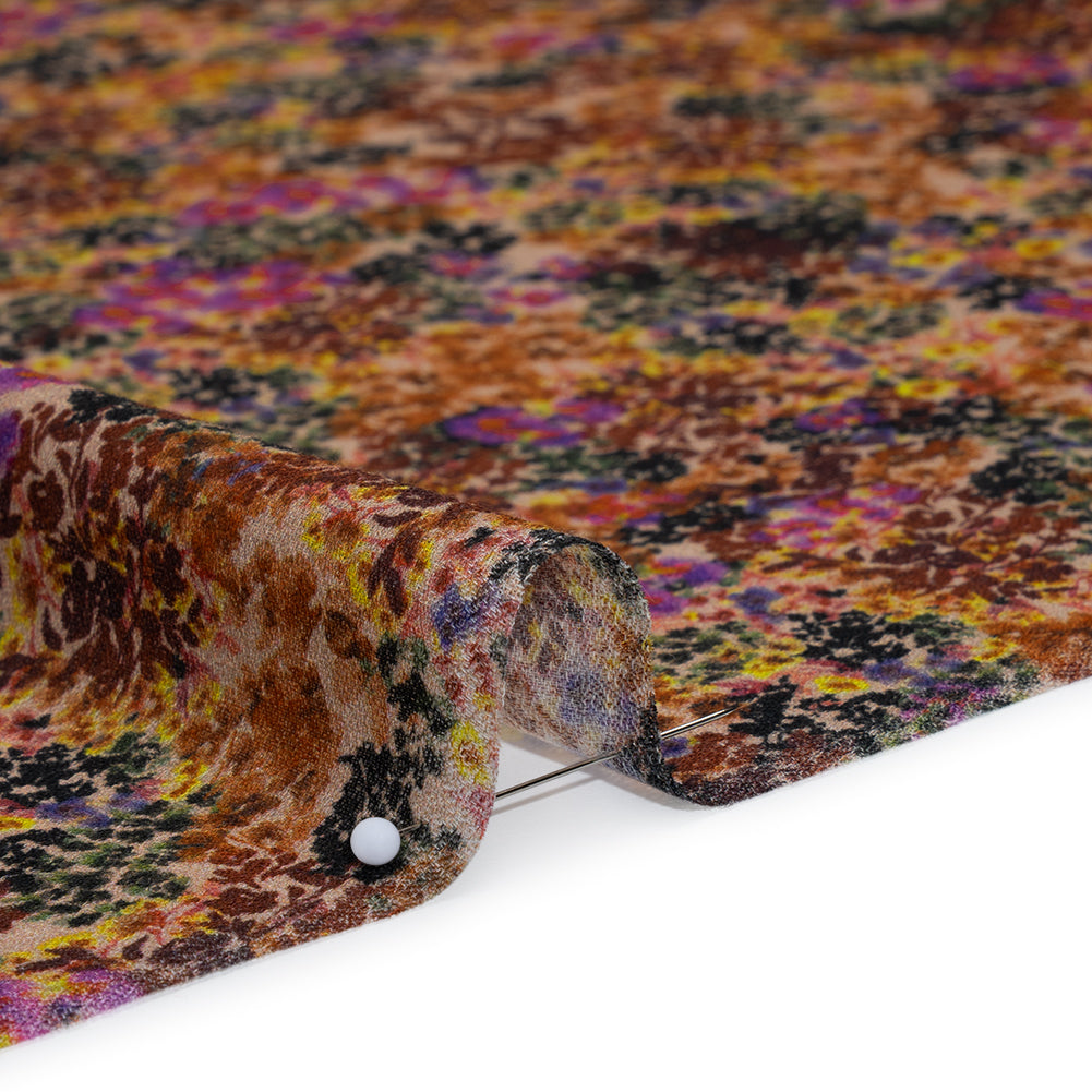 Cotton Crepe - Brown, Purple and Yellow Little Flowers - Mood Exclusive Crocus Confetti Print - Detail
