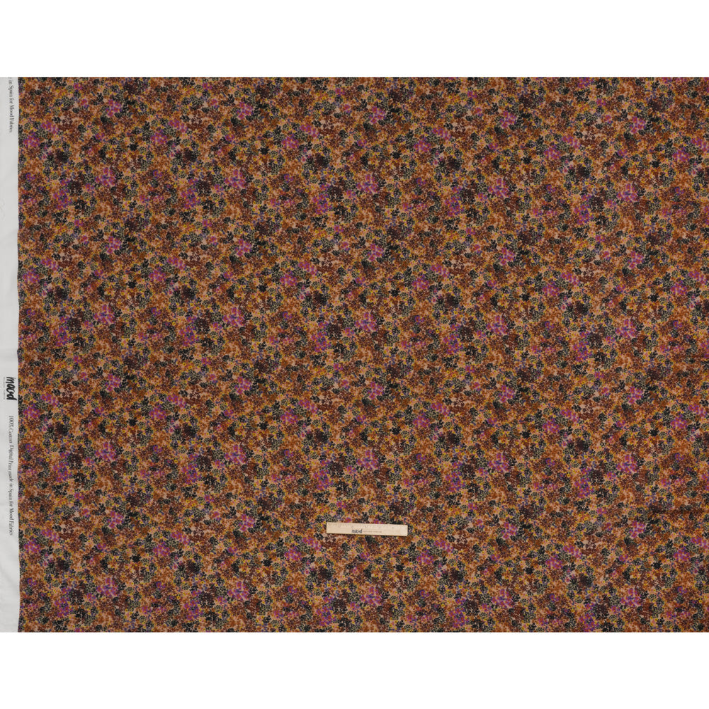 Cotton Crepe - Brown, Purple and Yellow Little Flowers - Mood Exclusive Crocus Confetti Print - Full