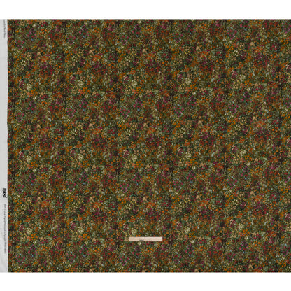 Cotton Crepe - Green, Orange and Berry Purple Floral - Mood Exclusive Mossy Meadow Print