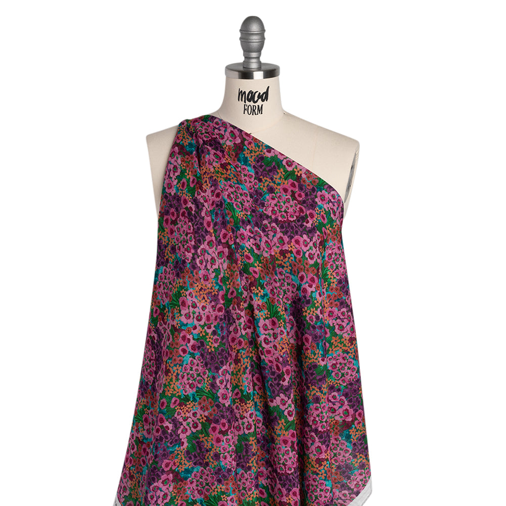 Cotton Crepe - Pink, Purple and Green Popping Flowers - Mood Exclusive Poppy Parade Print