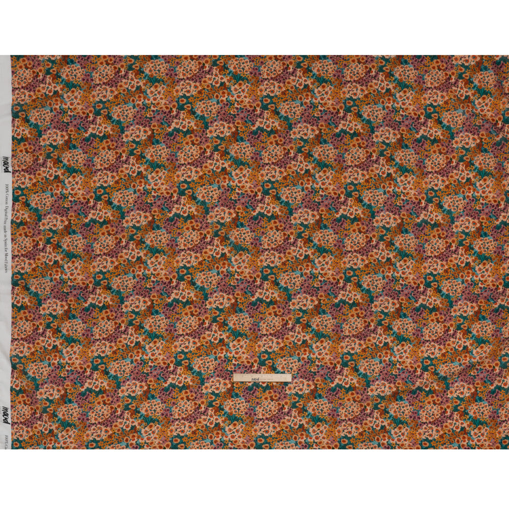 Cotton Crepe - Orange, Rose and Teal Popping Flowers - Mood Exclusive Poppy Parade Print