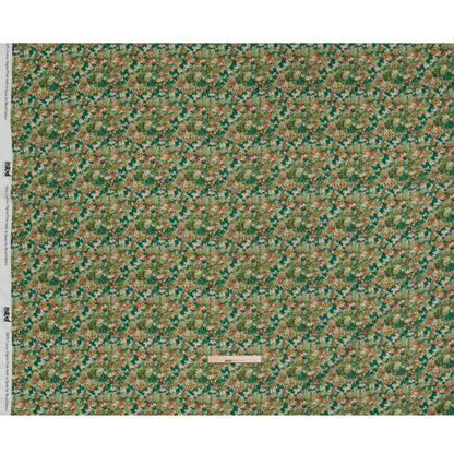 Cotton Crepe - Green, Orange and Cream Little Flowers - Mood Exclusive Greenhouse Garden Print