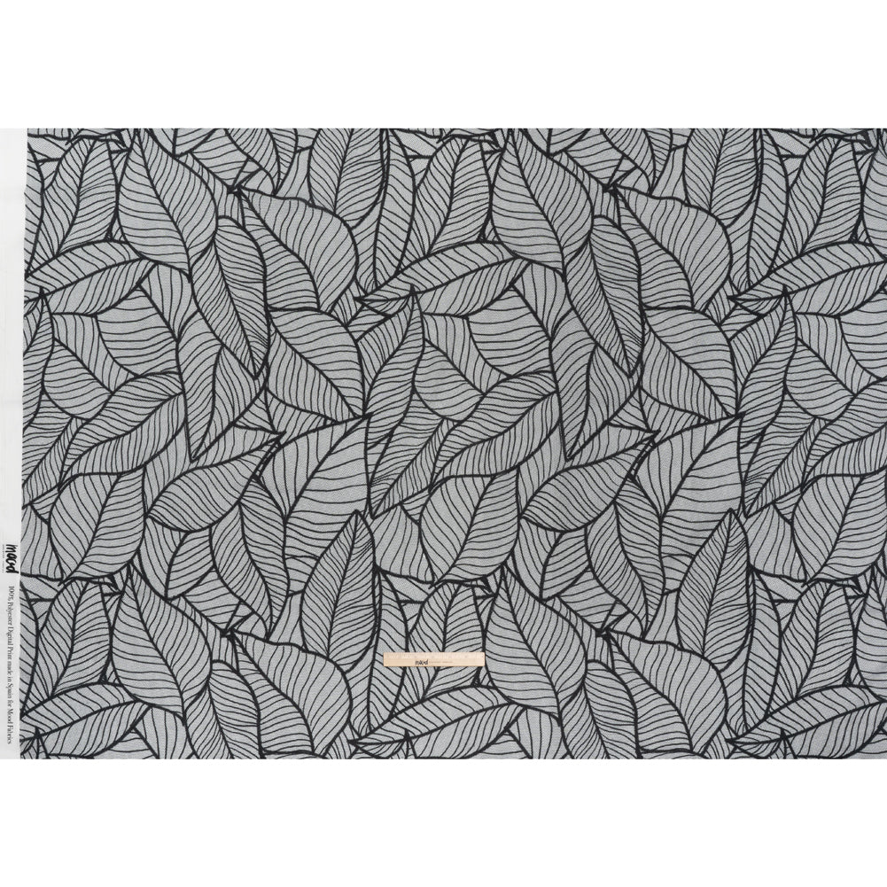 Cotton Crepe - Black and White Embroidered Net Leaves - Mood Exclusive Terrestrial Tesserae Print - Full - Image 5 of 6