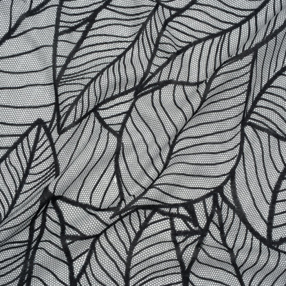 Cotton Crepe - Black and White Embroidered Net Leaves - Mood Exclusive Terrestrial Tesserae Print Drape