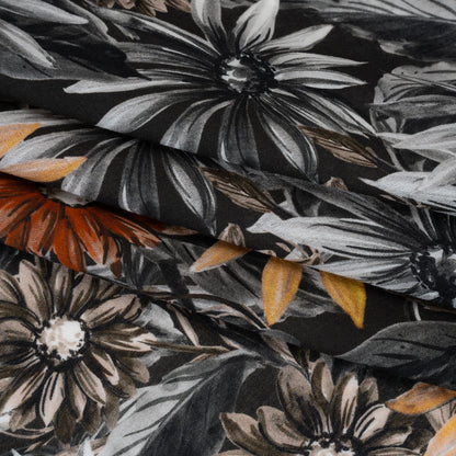 Cotton Crepe - Gray, Yellow and Red Florals - Mood Exclusive Fated Florals Print