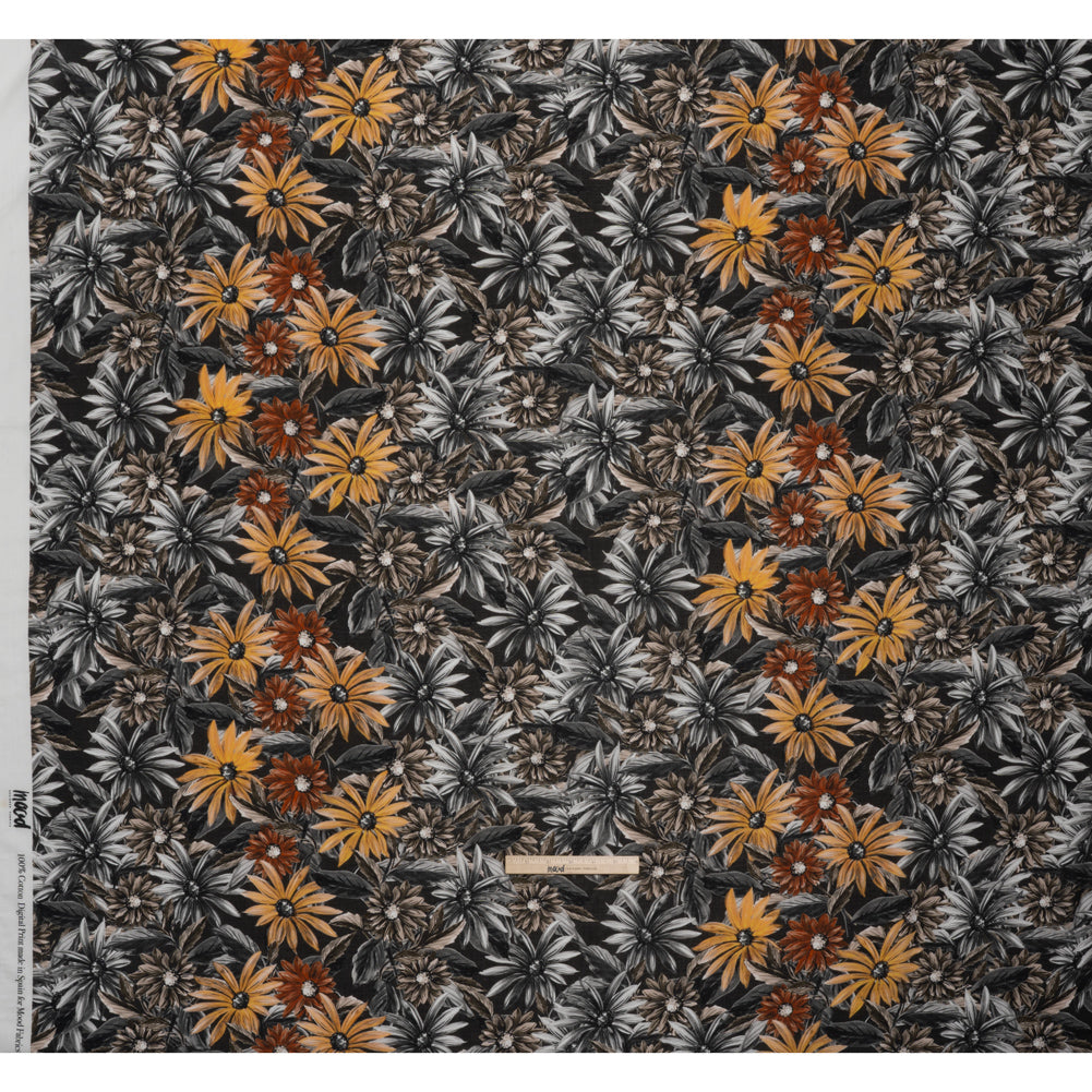 Cotton Crepe - Gray, Yellow and Red Florals - Mood Exclusive Fated Florals Print - Full