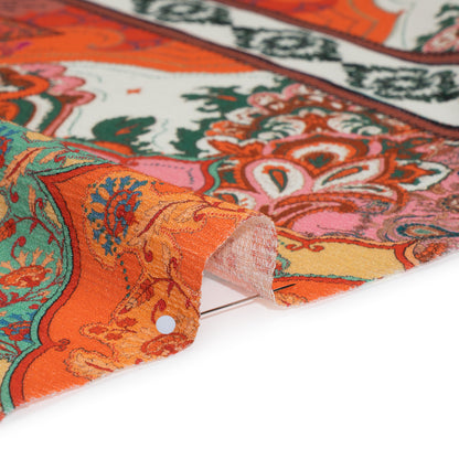 Slubbed Gauzy Cotton Woven Panel - Pink, Orange and Teal Paisley - Mood Exclusive La Vie Boheme Print