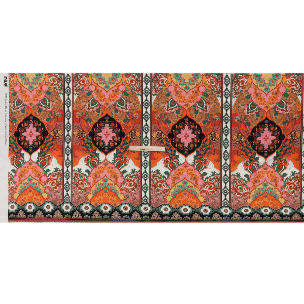 Slubbed Gauzy Cotton Woven Panel - Pink, Orange and Teal Paisley - Mood Exclusive La Vie Boheme Print - Full