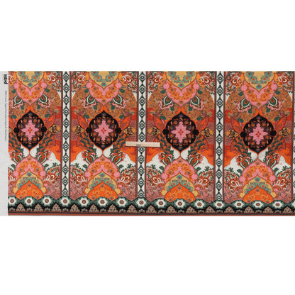 Slubbed Gauzy Cotton Woven Panel - Pink, Orange and Teal Paisley - Mood Exclusive La Vie Boheme Print