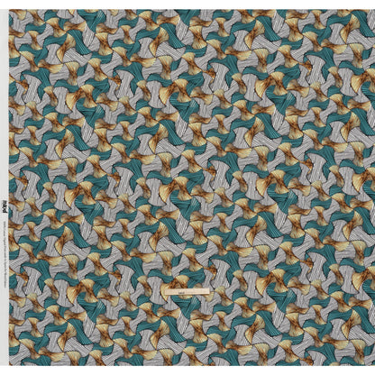 Slubbed Gauzy Cotton Woven - Blue, Brown and White Abstract - Mood Exclusive Tantric Tessellations Print
