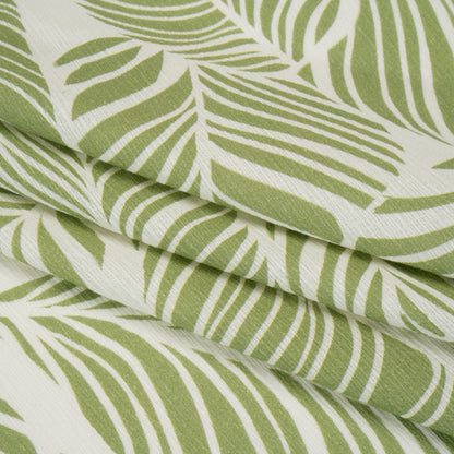 Slubbed Gauzy Cotton Woven - Green and White Leaves - Mood Exclusive Spring Sonnet Print