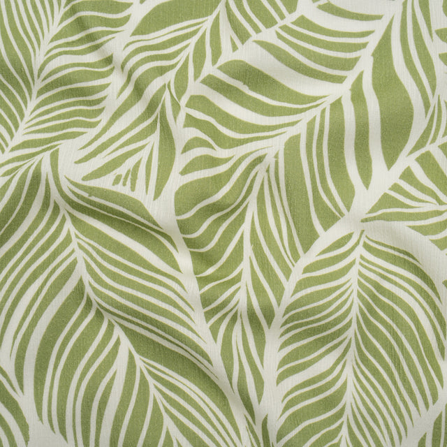 Slubbed Gauzy Cotton Woven - Green and White Leaves - Mood Exclusive Spring Sonnet Print