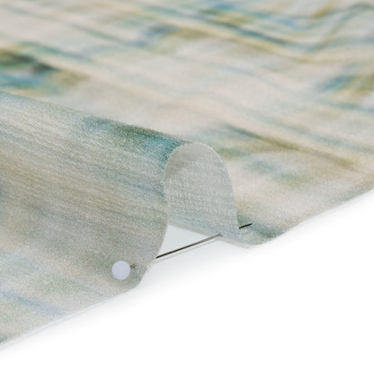 Slubbed Gauzy Cotton Woven - Cream, Turquoise and Olive Green Tie Dye - Mood Exclusive Sunlit Swale Print