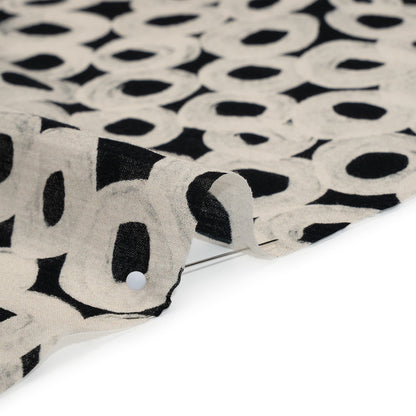 Crinkled Cotton Gauzy Woven - Black and White Painted Circles - Mood Exclusive The Space Between Print