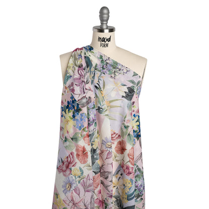 Crinkled Cotton Gauzy Woven - Mauve, Lilac and Muted Green Floral Patchwork - Mood Exclusive Whispering Wind Print