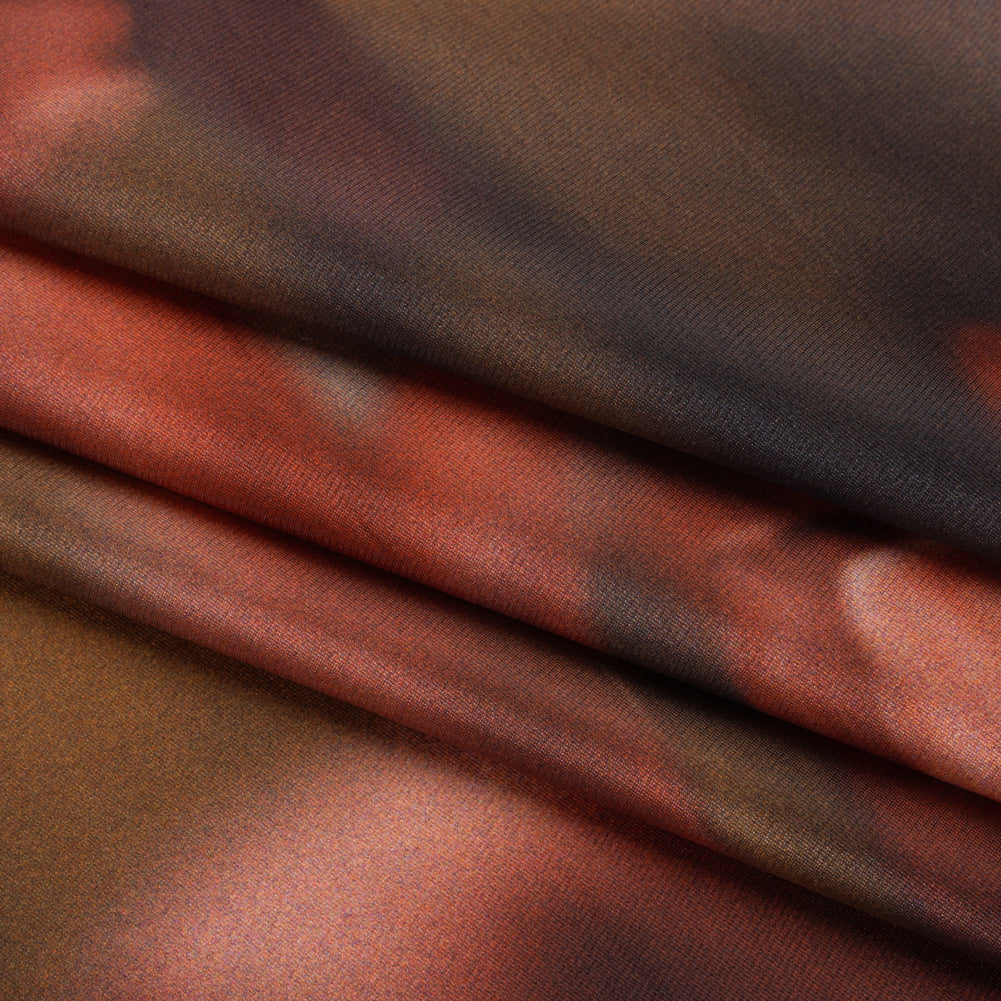 Polyester Mikado - Red and Light Brown Large Hazy Tulips - Mood Exclusive Tulip Transformation Print - Detail