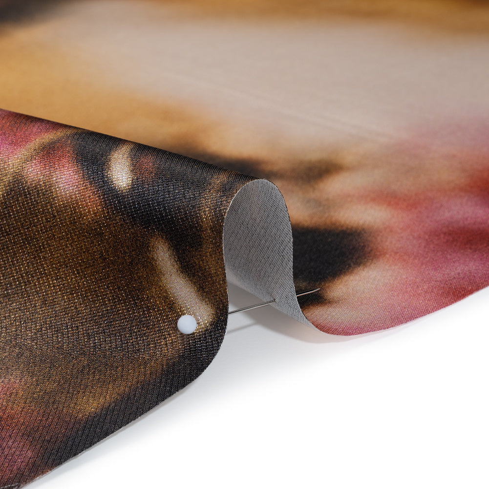 Polyester Mikado - Pink, Black and Golden Brown Hazy Carnations - Mood Exclusive Carnation Close-Up Print Full