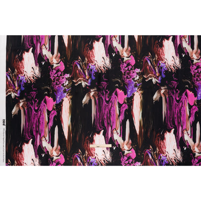 Polyester Mikado - Black, Pink and Purple Abstracted Melting Flowers - Mood Exclusive Surreal Symphony Print