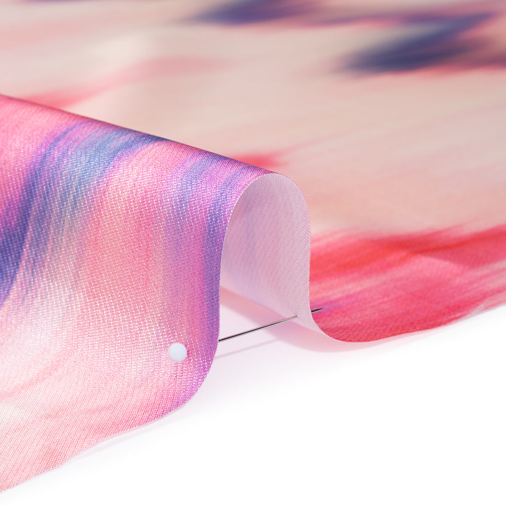 Polyester Mikado - Pink, Purple and Peach Ikat Zig Zag Stripes - Mood Exclusive High Horizons Print - Full - Image 4 of 6