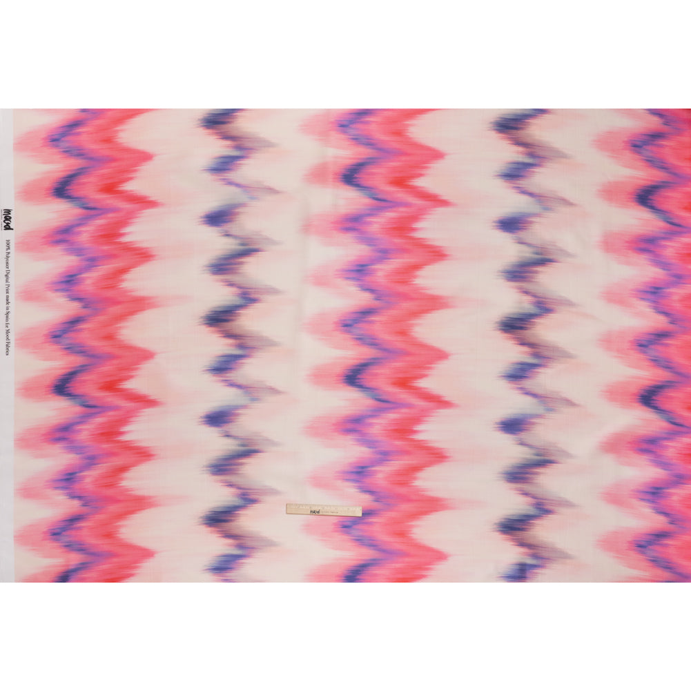 Polyester Mikado - Pink, Purple and Peach Ikat Zig Zag Stripes - Mood Exclusive High Horizons Print - Full - Image 5 of 6