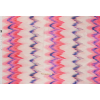Polyester Mikado - Pink, Purple and Peach Ikat Zig Zag Stripes - Mood Exclusive High Horizons Print