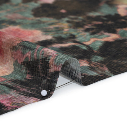 Cotton Voile - Rose, Forest Green and Black Ikat Floral Shadows - Mood Exclusive Eclipse Euphoria Print