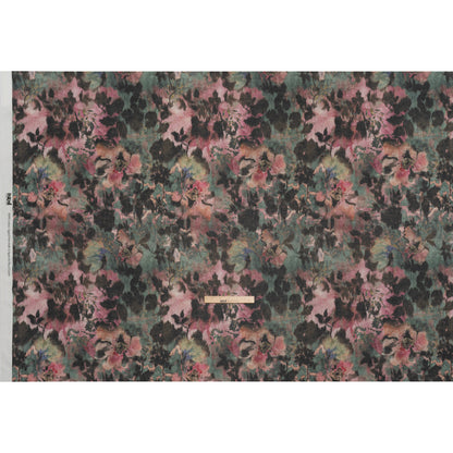Cotton Voile - Rose, Forest Green and Black Ikat Floral Shadows - Mood Exclusive Eclipse Euphoria Print
