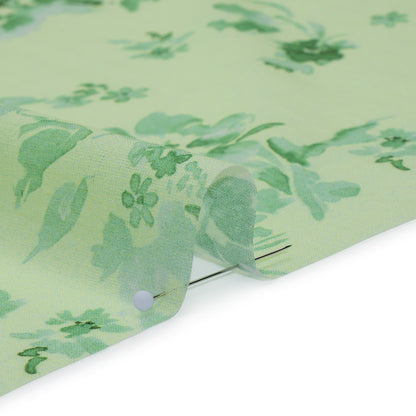Cotton Voile - Mint and Green Floral- Mood Exclusive Watercolor Wilds Print