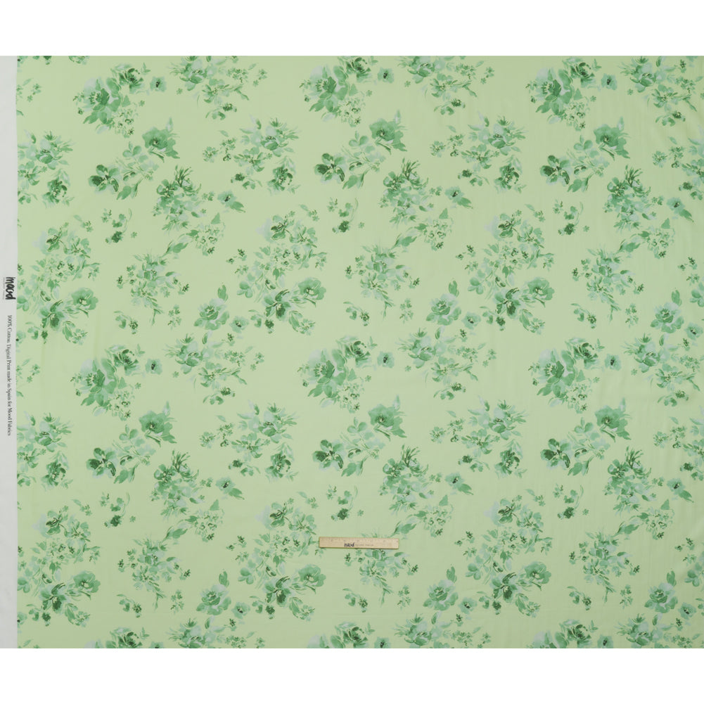 Cotton Voile - Mint and Green Floral- Mood Exclusive Watercolor Wilds Print