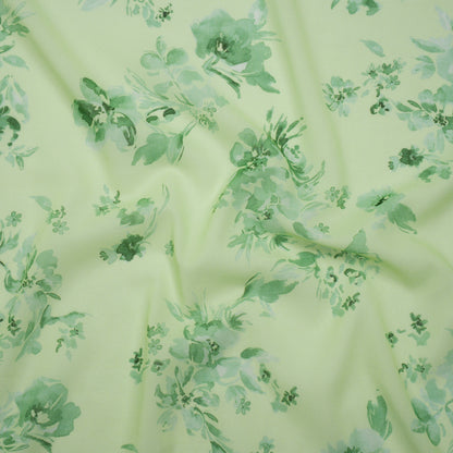 Cotton Voile - Mint and Green Floral- Mood Exclusive Watercolor Wilds Print