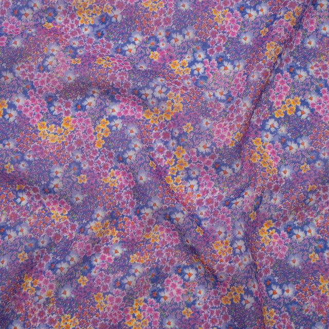 Cotton Voile - Purple, Pink and Yellow Floral Field - Mood Exclusive Wildflower Whispers Print