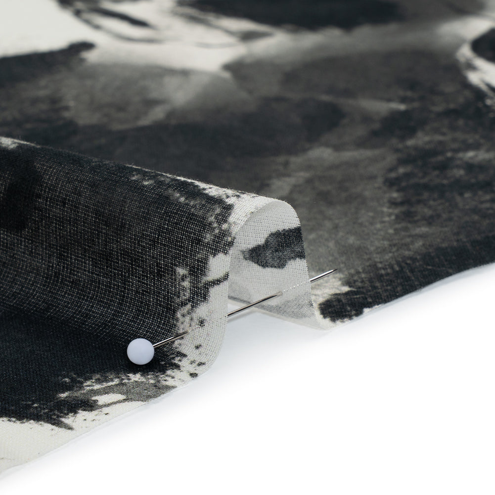 Cotton Voile - Black and White Watercolor Flowers - Mood Exclusive Inkblot Inspirations Print