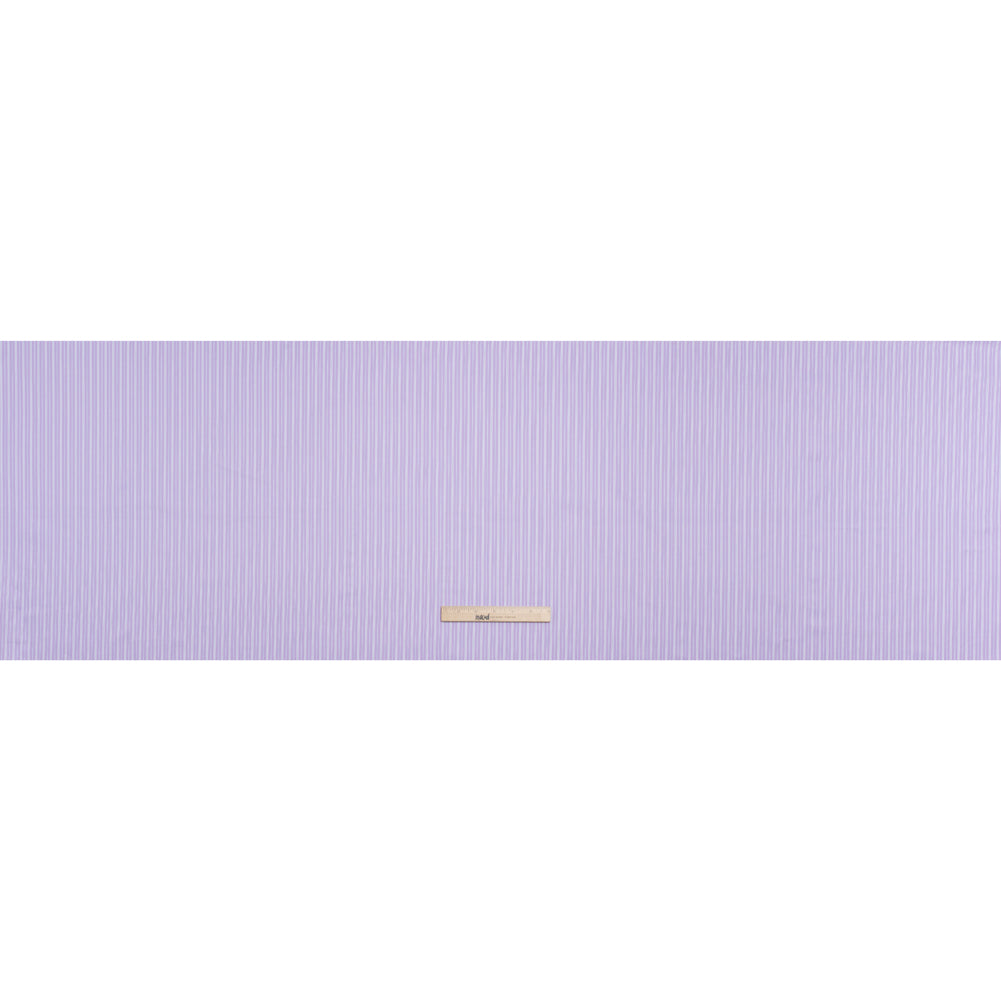 Tela de camisa de sarga de algodón fabricada en Italia - Rayas lavanda, blancas y azul marino - Nuevo stock