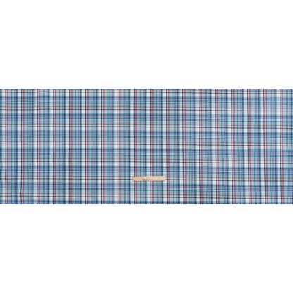 Cotton Twill Shirting - Navy, White and Multicolor Plaid - Deadstock