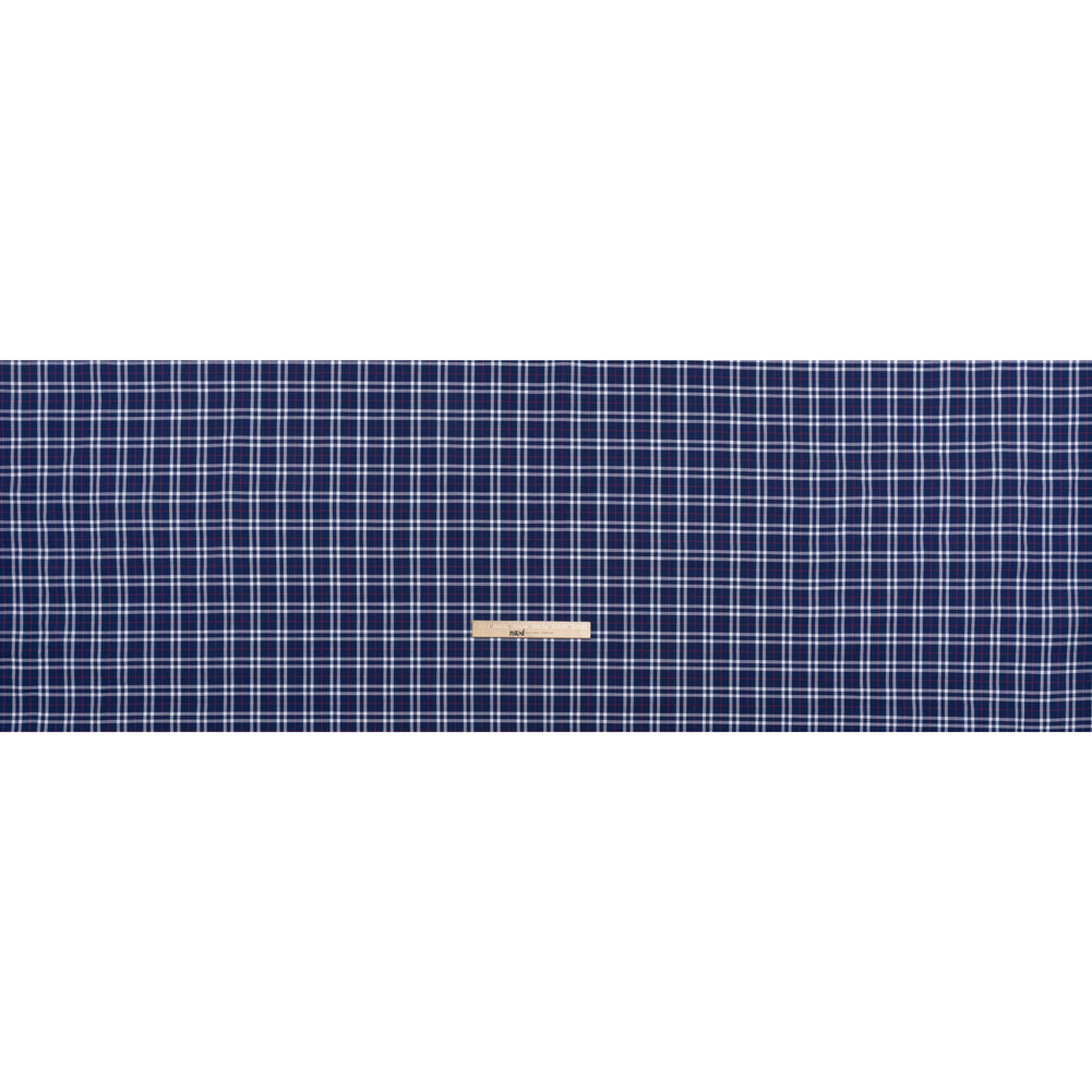Cotton Shirting - Blue, White and Red Plaid - Deadstock - Full