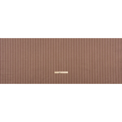 Brushed Stretch Cotton Twill - Taupe, Rose Pink and Berry Red Stripes - Deadstock