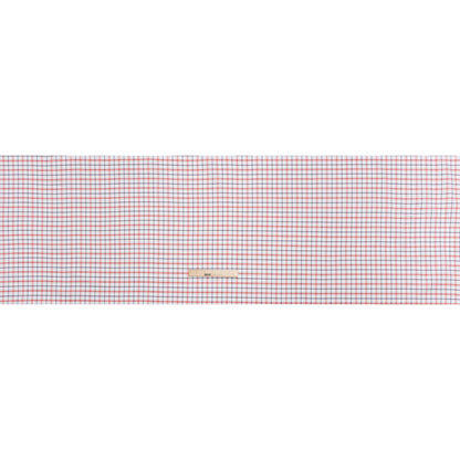 Pima Cotton Oxford Shirting - Red, Navy and White Plaid - Deadstock