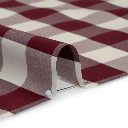 Cotton Shirting - Burgundy and Cream Buffalo Check - Deadstock